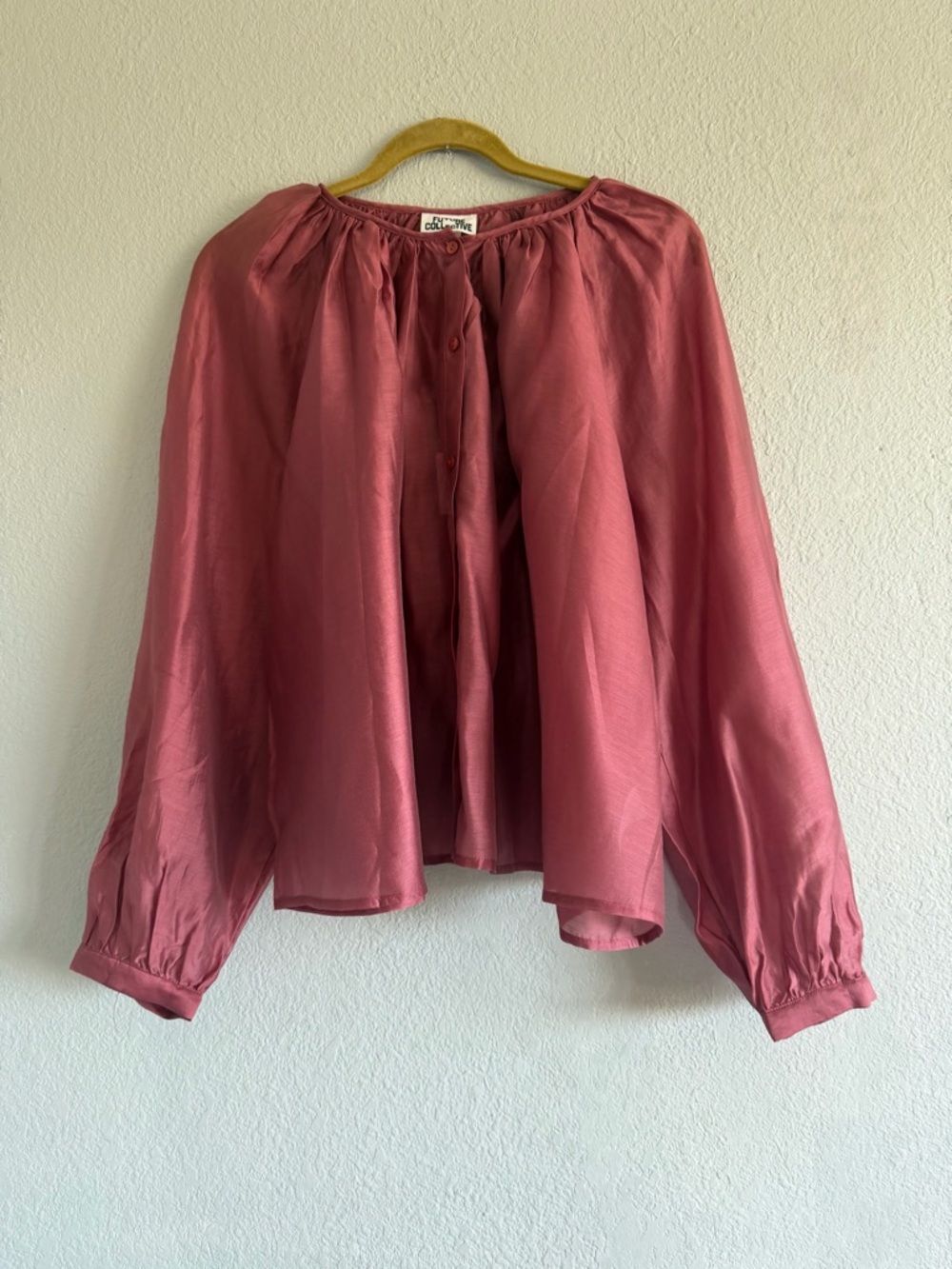 NWT M Coquette Romantic Sheer Balloon Top Pink Future Collective Jenee Naylor